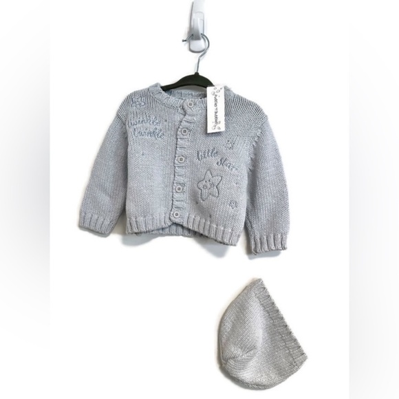 NWT Puddles n’ Bubbles Twinkle Twinkle little star cardigan & matching hat,6 m - Picture 5 of 13